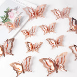 elvesmall 12/24pcs 3D Laser Butterfly Wall Sticker Wedding Wall Window Decal Summer Butterfly Birthday Party DIY Party Sticker Home Decor