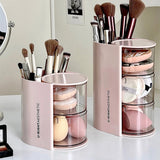 elvesmall Rotating Powder Puff Storage Box Dust-proof Desktop Beauty Egg Air Cushion Rack Multi-layer Lipstick Makeup Brush Storage Rack