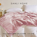 elvesmall  Solid Color Grid Blanket Towel Blanket Coral Velvet Sofa Cover Blanket Air Conditioning Nap Blanket Plush Throw Bedspread