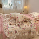 elvesmall Summer Quilt   2024 New  Cotton Korean Ins Lace Fragmented Series  Air Condition Quilt High Quality Summer Blanket set