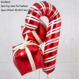 elvesmall 22inch Red Green Christmas Gift Boxes Foil Balloons Lollipop Canes Ball Xmas Decoration Party Favor Christmas Decoration Air Glo