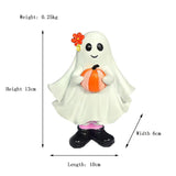 elvesmall Halloween Ghost Hold Pumpkin Decorative Pink Flower Figurine Cute 3d Print Spooky Statue Ornament Gift For Home Office Decor