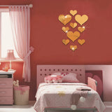 elvesmall 10Pcs/Set Durable Love Heart Stickers Wall Sticker Mirror Mural 3D Decal Simple DIY Decorative Removable Paster Home Decoration