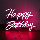 elvesmall Happy Birthday Led Neon Sign for Birthday Party Decor Oh Baby Neon Light Lets Party Home Hanging Decor