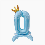 elvesmall  32 Inch Crystal Gradient Number Stand Foil Balloons with Crown Figures Globos 0-9 Birthday Party Decorations Wedding Baby Shower