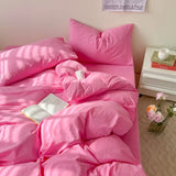 elvesmall Soft Pink Bedding Sets Duvet Cover Set Bedclothes Bedspread Pillowcases Single Double Queen Size Bed Sheet Sets For Girls