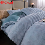 elvesmall  Gradient Plush Bedding Thickened Milk Plush Bed Sheets Duvet Covers Coral Plush Bed Skirts