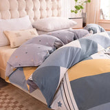 elvesmall Black Buffalo Plaid Cotton Duvet Cover Love Printed Reversible Comforter Covers Only, White Checkered Geometric Nordic Bedding