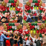 elvesmall Christmas Balloon Garland Arch Kit Red Green Gold Balloons Christmas Party Gift Box Candy Cane Foil Ballon Xmas Party Decoration