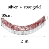 elvesmall Foil Fringe Tinsel Garland Creative 2M 4 Layers Foil Banner Birthday Party Wedding Decoration Christmas Home Wall Decor