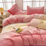elvesmall Gradient Blue Bedding Set Soft Duvet Cover with Sheet Simple Quilt Cover and Pillow Covers Girls Woman Bed Sets