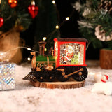 elvesmall Santa Claus Snowman Christmas Gift Crystal Sequins Christmas Eve Music Box Train Crystal Ball Ornaments Desktop Decoration