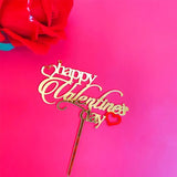 elvesmall  New Happy Valentine's Day Cake Topper Acrylic Gold Red Love Wedding Cupcake Topper for Lady Wedding Party Cake Decorations