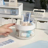 elvesmall Minimalist Desktop Rotating Pen Holder Storage Box Organizer Office Cute Desk Pen Holder Drawer-type Stationery Storage Rack