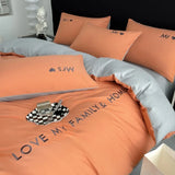 elvesmall Nordic Luxury Egyptian Cotton Bedding Set King Queen Double Twin Size with Sheet Duvet Cover Pillowcases 1/2 People Bed Linens