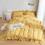 elvesmall  Elegant Bedding Sets Luxury Bed Linen Princess Cute Ruffle Duvet Cover Bed Sheet and Pillowcases Queen King Bed Comforter Sets