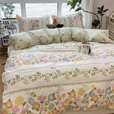 elvesmall Ins Nordic Flower Duvet Cover Set With Pillowcase Fashion Design Bed Flat Sheet Girls Women 3/4pcs Bedding Set Twin Queen Size