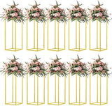 elvesmall  10 pcs Column Vases Gold Centerpieces for Table Metal Flower Stand Centerpieces for Tables Party Floral Stands for Flowers