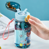 elvesmall  -  1pc 400ml Kids Water Sippy Cup With Straw Cartoon Leakproof Water Bottles Outdoor Portable Drink Bottle Children's Lovely Cup