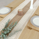 elvesmall Boho Table Runner for Home Decor Macrame Cream & Brown Farmhouse Table Runner with Tassels for Bohemian Dining Bedroom Decor