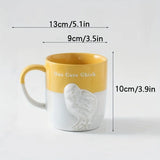 elvesmall  -  1pc 350ml Cute Bunny Chicken Coffee Mug Ceramic Coffee Cup Funny Gifts Unique Birthday Gifts Embossed Breakfast Mug Home Office