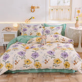 elvesmall 100% Cotton Bedding Set Duvet Cover Pillowcases Breathable Skin-friendly Freshing Floral Style 16 Sizes
