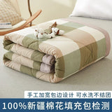 elvesmall Japanese-style Plaid Spring Summer Quilt 100% Cotton Filling Skin Friendly Quilted Queen Quilts Breathable Double Blanket Summer