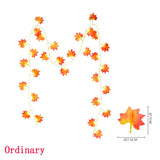 elvesmall Halloween Artificial Autumn Maple Leaves Garland Vine Led Fairy Lights for Christmas Party Thanksgiving Autumn Home Decoration