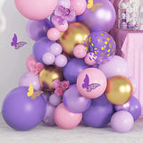 elvesmall Butterfly Pink Purple Balloon Garland Arch Kit Birthday Party Decor Kids Baby Shower Latex Ballon Chain Wedding Party Supplies