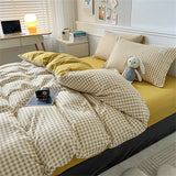 elvesmall Japan Style Stripe Queen Size Duvet Cover Set with Sheets High Quality Skin Friendly Bedding Set King Single Double Bedding Sets