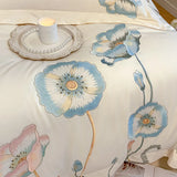 elvesmall  Egyptian Cotton Bedding Set Luxury Embroidery Double Duvet Cover Pure Cotton Flat or Fitted Bed Sheets and Pillowcases Bed Set