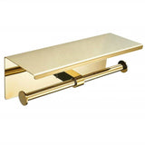 elvesmall Golden Modern Wall Mounted Toilet Paper Holder Stainless Steel Double Roll Tissue Holder Bathroom Paper Roll Storage Rack Hotel