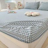 elvesmall Ins Fitted Sheet Soft Washed Cotton Mattress Cover With Elastic Non Slip Bed Cover Simple Bedding 90/120/150/200cm
