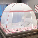 elvesmall Simple Pure Color Yurt Mosquito Net Large Space Bedroom Double Bed Mosquito Net Dormitory Installation-free 2-doors Mosquito Net