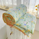 elvesmall Washed Double Gauze Spring Summer Quilt Queen Grade A Lightweight Comforter Soya Fibre Filling Soft Breathable Summer Blanket