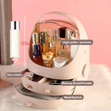 elvesmall  Multifunctional Dustproof Cosmetics Storage Box Space Capsule Cosmetic Case Transparent Skincare Shelves Dust Belt Handle