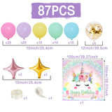 elvesmall Unicorn Rainbow Birthday Party Backdrop Balloon Macaron Raindow Glitter Ballon Baby Shower Girl Birthday Party Background Decor