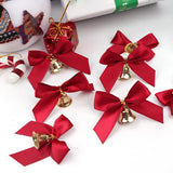 elvesmall 10pcs Delicate Bowknot Bells Christmas Gift Bows With Small Bells DIY Bows Craft Christmas Tree Decoration Christmas Bow Tie
