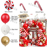 elvesmall Christmas Balloon Arch Set Candy Cane Aluminum Film Red Green White Father Christmas New Year Balloons Party Decoration Gifts