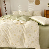 elvesmall Lace Style Bedding Set Pure Cotton Bed Sheets Set Girls Room Bedclothes Skin-friendly Duvet Cover Set for Home