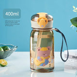 elvesmall  -  1pc 400ml Kids Water Sippy Cup With Straw Cartoon Leakproof Water Bottles Outdoor Portable Drink Bottle Children's Lovely Cup