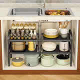 elvesmall  Shelf Under The Sink Flexible Layered Rack Cabinet Organizer Sundries Telescopic Holder Countertop Storage Rack Under Sink Shelf