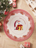 elvesmall Cute Cartoon Christmas Round Living Room Carpet Festive Christmas Tree Comfortable Soft Bedroom Round Rugs Home Decoration Rug