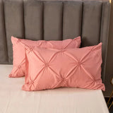 elvesmall Crafts 3D Pinch Pleated Duvet Cover Set Queen Size Solid Single Double Bedding Set King Soft Durable Quilt Cover and Pillow Case