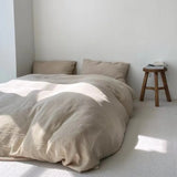 elvesmall Ins Wind New Plain Color Bed Products Four-piece Wash Cotton Naked Sleeping Solid Color Quilt Set Sheets Three-piece Bedding