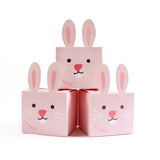 elvesmall  6pcs Cute Easter Bunny Candy Box Pink Rabbit Ear Chocolate Biscuit Gifts Packaging Boxes For Happy Easter Birthday Party Decor