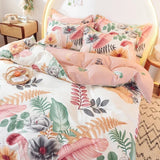 elvesmall 100% Cotton Bedding Set Duvet Cover Pillowcases Breathable Skin-friendly Freshing Floral Style 16 Sizes