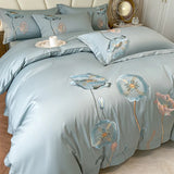 elvesmall  Egyptian Cotton Bedding Set Luxury Embroidery Double Duvet Cover Pure Cotton Flat or Fitted Bed Sheets and Pillowcases Bed Set
