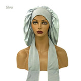 elvesmall Women Satin Widened Sleep Hat Night Sleep Cap with Long Streamer Hair Care Bonnet Nightcap Elastic Cap De Nuit Shower Turban