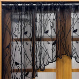 elvesmall Country Bird Embroidery Lace Short Curtain Valance for Kitchen, Dining Room, Small Window,Half Curtain, Rod Pocket Top 1 Panel